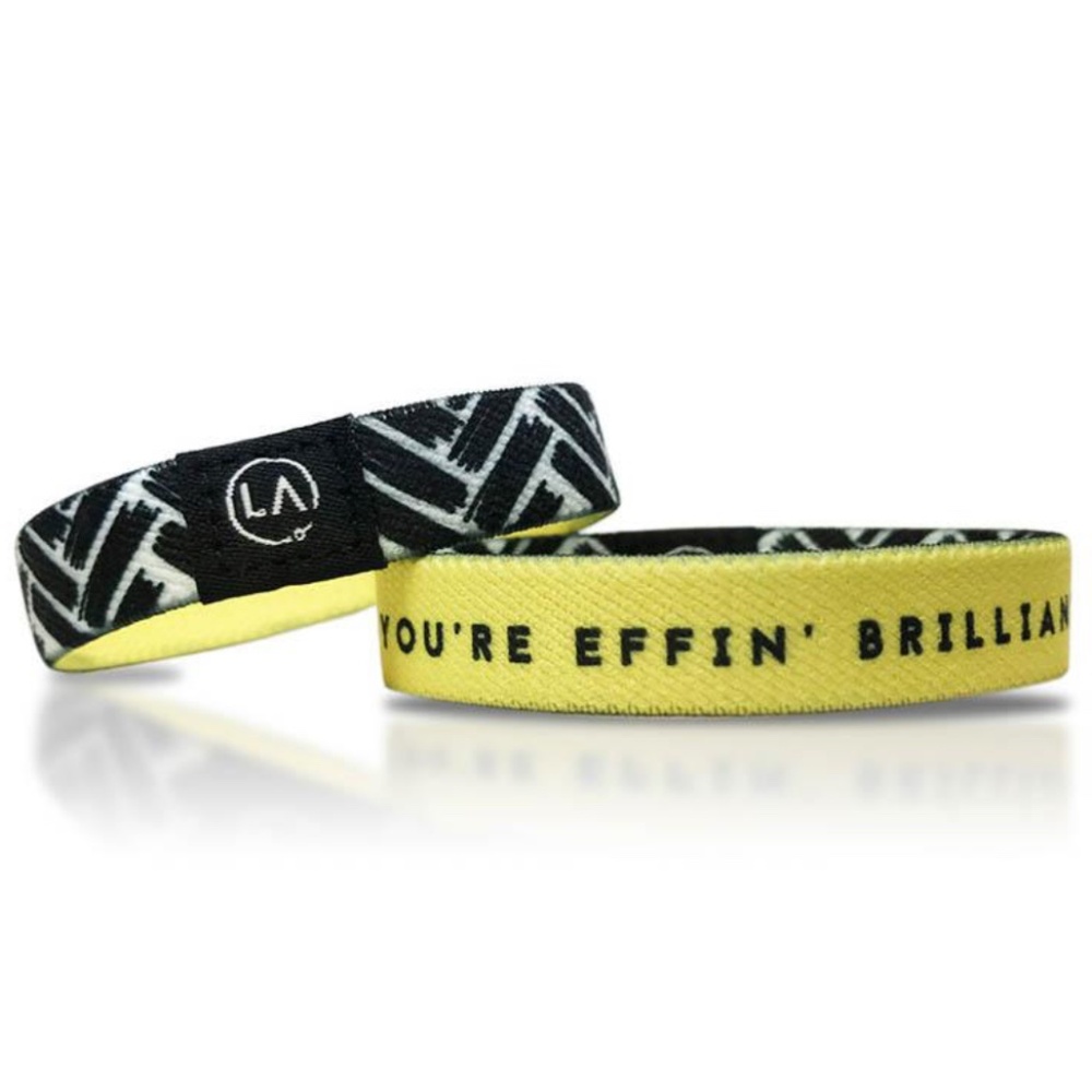 You're Effin' Brilliant Refocus Band Black Yellow Chevron Remarkable Bracelet